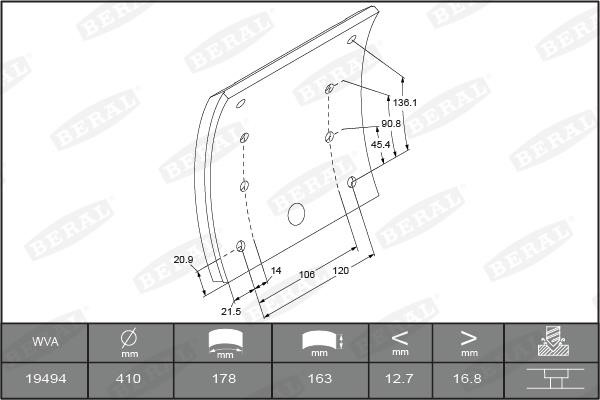 KBL1949421560 Beral Brake Lining Kit, drum brake