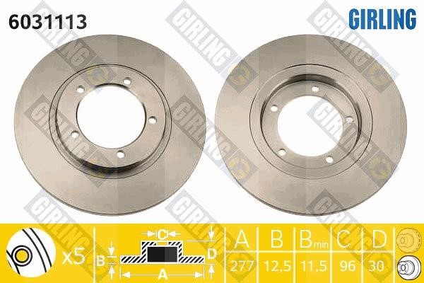 Girling 6031113 Unventilated front brake disc 6031113