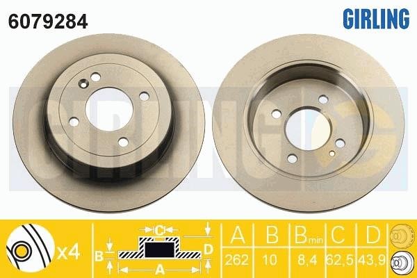 Girling 6079284 Rear brake disc, non-ventilated 6079284