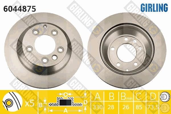 Girling 6044875 Rear ventilated brake disc 6044875