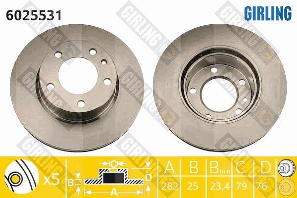 Girling 6025531 Front brake disc ventilated 6025531