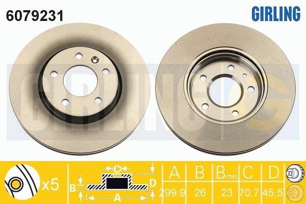 Girling 6079231 Front brake disc ventilated 6079231