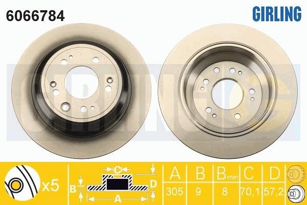 Girling 6066784 Rear brake disc, non-ventilated 6066784
