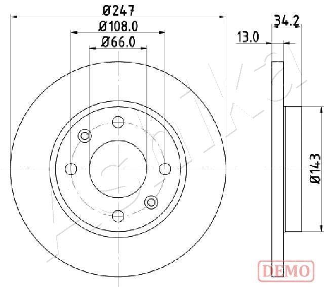 Ashika 60-00-0630C Unventilated front brake disc 60000630C