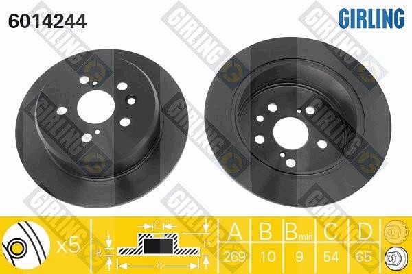 Girling 6014244 Rear brake disc, non-ventilated 6014244