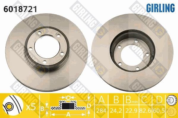 Girling 6018721 Front brake disc ventilated 6018721