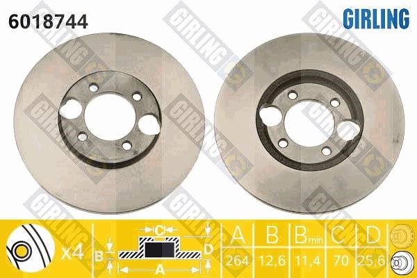Girling 6018744 Rear brake disc, non-ventilated 6018744