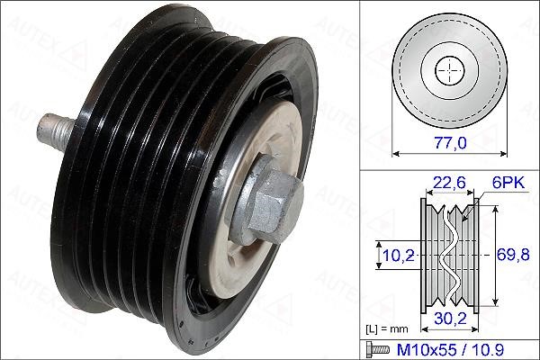 Autex 654881 V-ribbed belt tensioner (drive) roller 654881