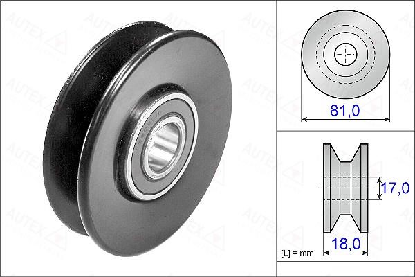 Autex 654927 Deflection/Guide Pulley, V-ribbed belt 654927