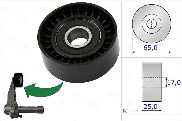 Autex 654980 V-ribbed belt tensioner (drive) roller 654980