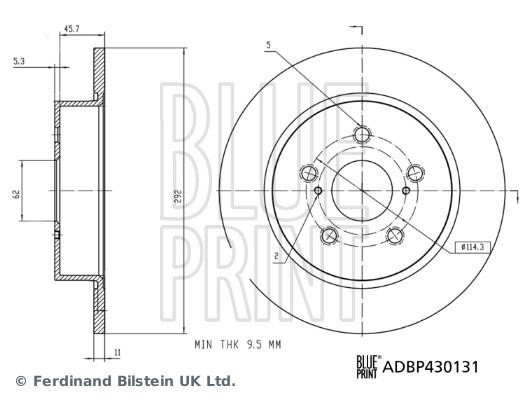 Brake discs Toyota C-HR: ADBP430131 Blue Print Rear solid brake disc
