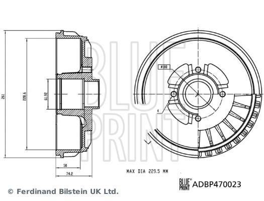 Blue Print ADBP470023 Brake drum with wheel bearing, assy ADBP470023