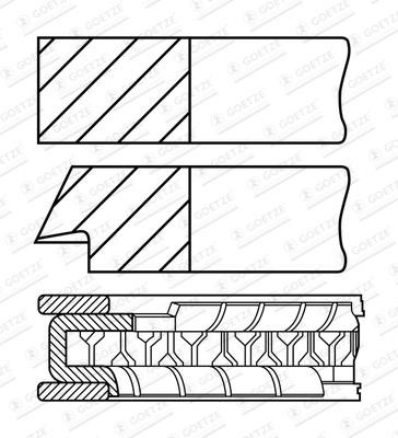 Piston group Opel: 0845330000 Goetze Piston Ring Kit