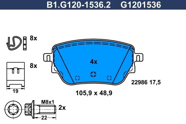 Galfer B1.G120-1536.2 Brake Pad Set, disc brake B1G12015362
