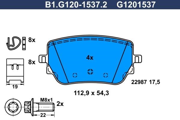 Galfer B1.G120-1537.2 Brake Pad Set, disc brake B1G12015372