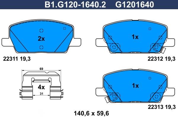 Galfer B1.G120-1640.2 Brake Pad Set, disc brake B1G12016402