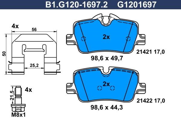 Galfer B1.G120-1697.2 Brake Pad Set, disc brake B1G12016972