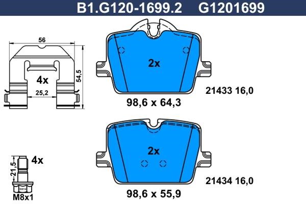 Galfer B1.G120-1699.2 Brake Pad Set, disc brake B1G12016992
