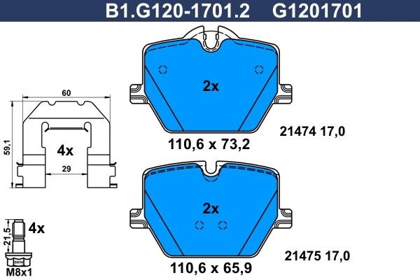 Galfer B1.G120-1701.2 Brake Pad Set, disc brake B1G12017012