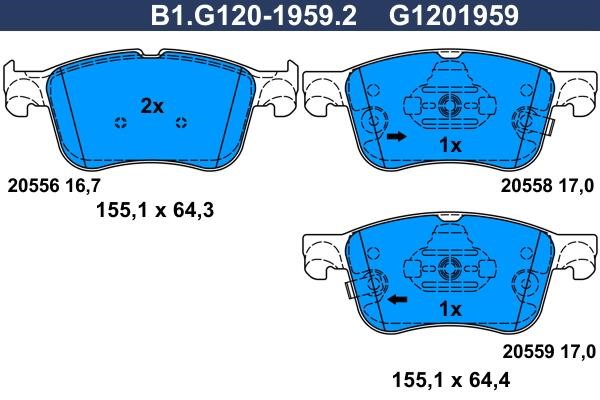 Galfer B1.G120-1959.2 Brake Pad Set, disc brake B1G12019592