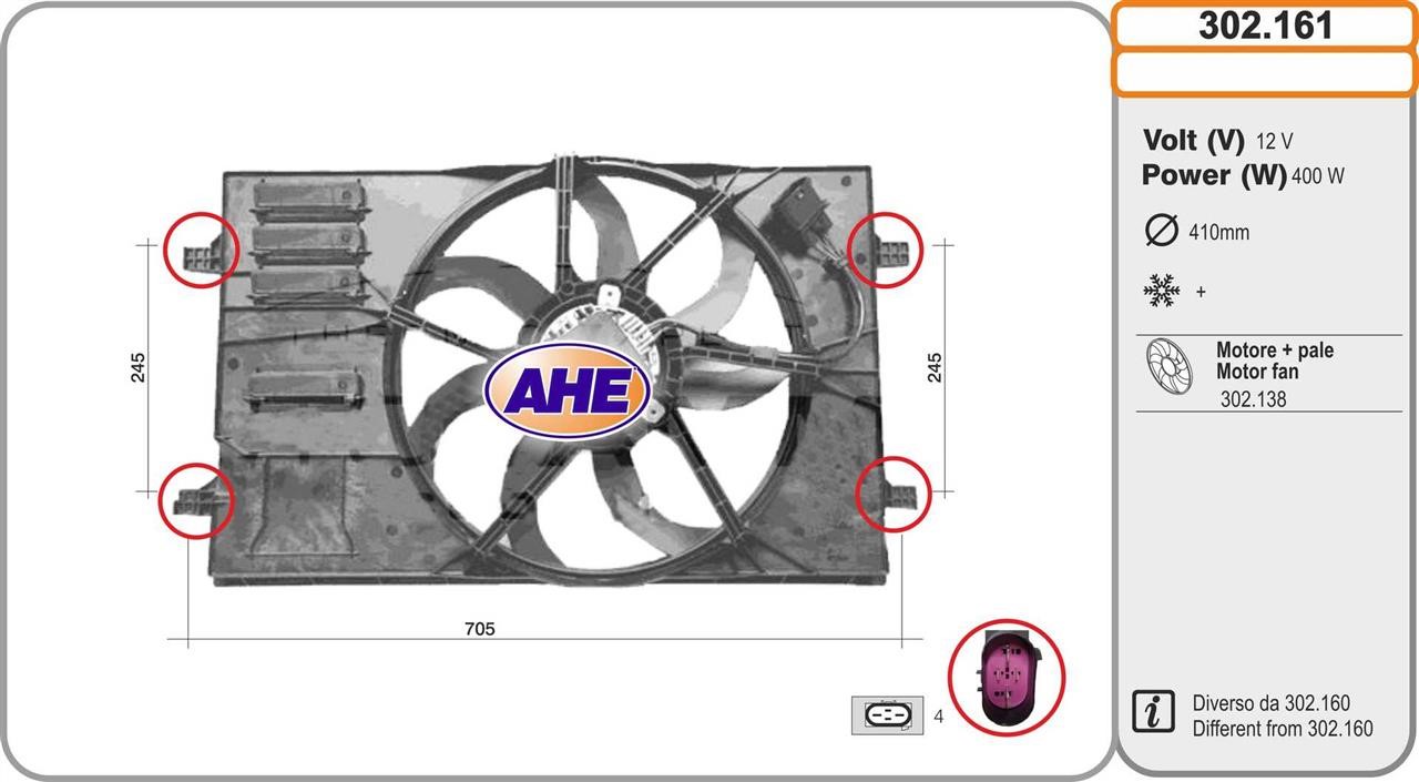AHE 302.161 Hub, engine cooling fan wheel 302161