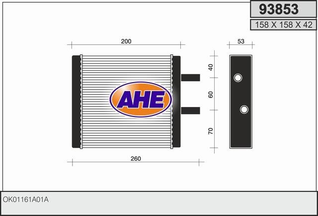 AHE 93853 Heat exchanger, interior heating 93853