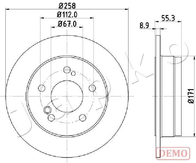 Japko 610504C Rear brake disc, non-ventilated 610504C