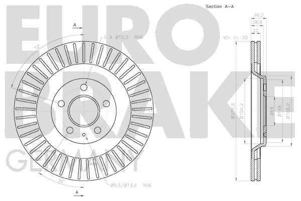 Rear ventilated brake disc Eurobrake 58152047130