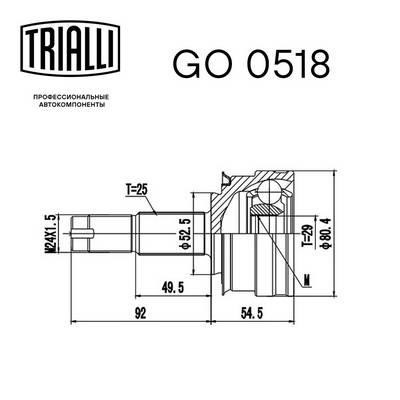 Trialli GO 0518 Joint kit, drive shaft GO0518