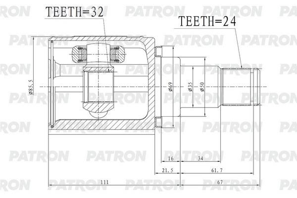 Patron PCV2172 Joint kit, drive shaft PCV2172
