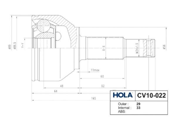 Hola CV10-022 Joint kit, drive shaft CV10022