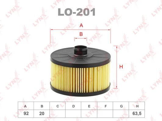 LYNXauto LO-201 Oil Filter LO201
