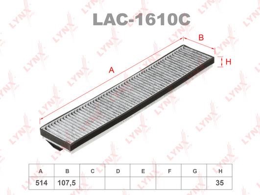 LYNXauto LAC-1610C Activated Carbon Cabin Filter LAC1610C