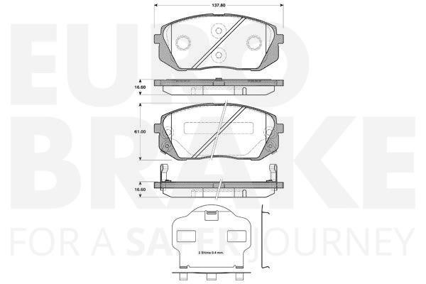 Eurobrake 5502223430 Brake Pad Set, disc brake 5502223430