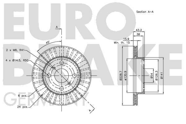 Front brake disc ventilated Eurobrake 5815204571