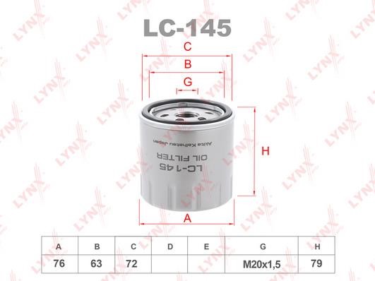 LYNXauto LC-145 Oil Filter LC145