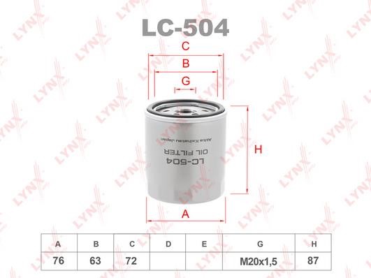 LYNXauto LC-504 Oil Filter LC504