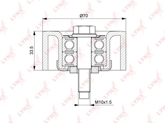 LYNXauto PB-7044 V-ribbed belt tensioner (drive) roller PB7044