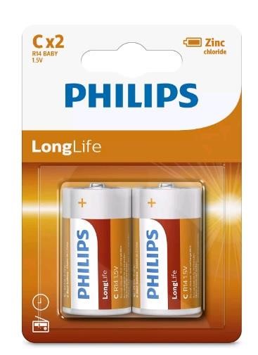 Philips R14L2B/10 Battery Longlife C 1,5V, 2 pcs. R14L2B10