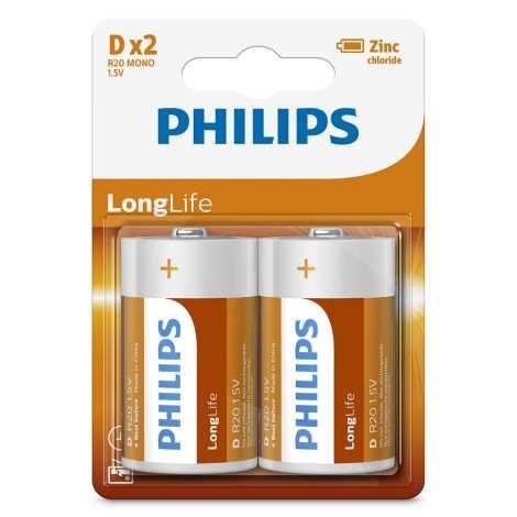 Philips R20L2B/10 Battery Longlife D 1,5V, 2 pcs. R20L2B10