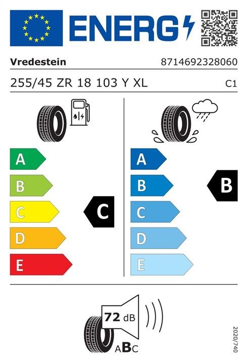Vredestein TYR02431 Passenger Summer Tyre Vredestein Ultrac Satin 255/45 R18 103Y XL TYR02431