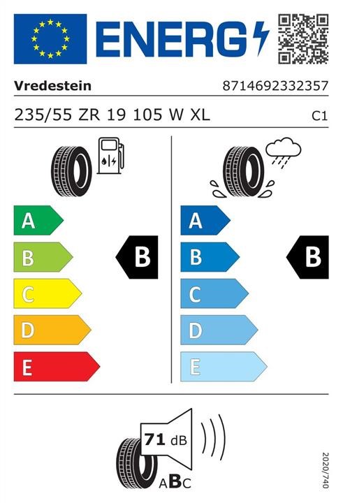 Vredestein T25Y07R190343 Passenger Summer Tyre VREDESTEIN Ultrac Satin 235/55 R19 105W XL T25Y07R190343