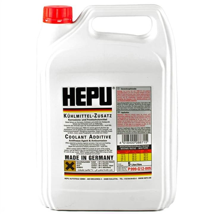 Hepu P900RM12005 Antifreeze HEPU G12 READY MIX red, ready for use -37, 5l P900RM12005