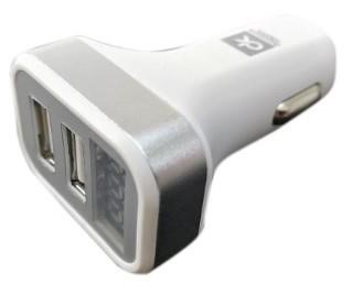 DK DK-CT04W Car charger DC 2 USB 12/24V - 5V 2,4A, LED Display, white DKCT04W