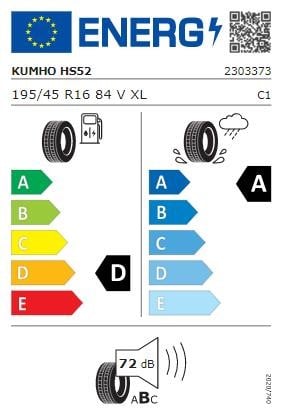 Passenger Summer Tyre Kumho Ecsta HS52 195/45 R16 84V XL Kumho 2303373
