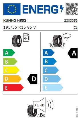 Passenger Summer Tyre Kumho Ecsta HS52 195/55 R15 85V Kumho 2303353