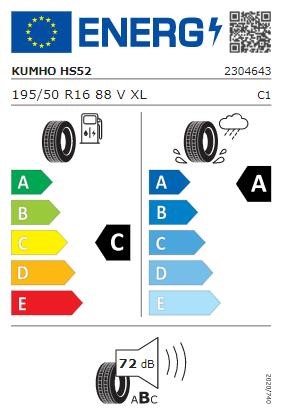 Passenger Summer Tyre Kumho Ecsta HS52 195/50 R16 88V XL Kumho 2304643