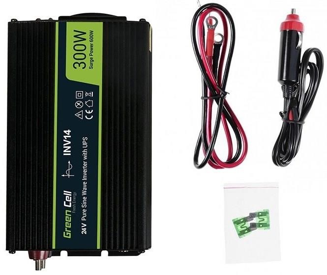 Voltage converter (inverter) Green Cell 24V to 230V 300W&#x2F;600W Pure sine wave Green Cell INV14