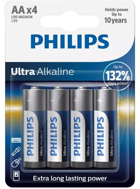 Philips LR6E4B/10 Battery Ultra Alkaline AA, 1,5V LR6E4B10