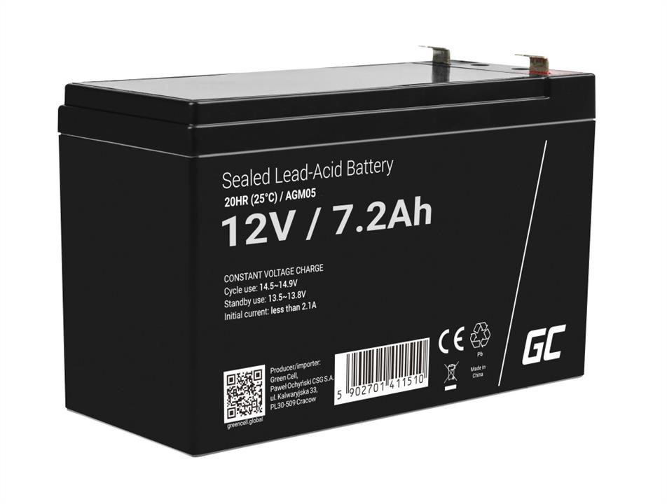 Green Cell AGM05 AGM VRLA 12V 7.2Ah maintenance-free battery for alarm system, cash register, toys AGM05